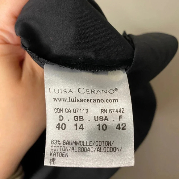 Luisa Cerano Ruched Black Short Sleeve Cocktail Midi Dress - Picture 8 of 8